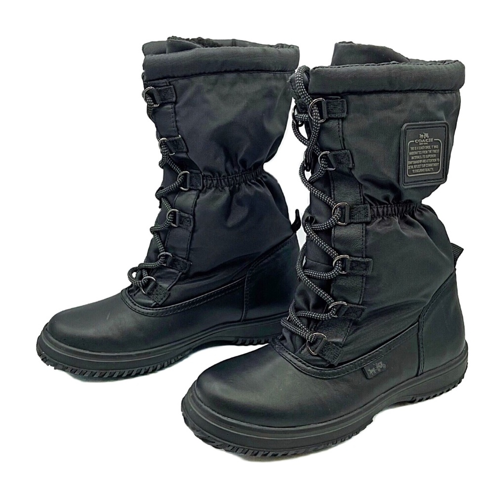 Coach Black “Sage” Nylon / Aniline Leather Boots, Size 5.5B